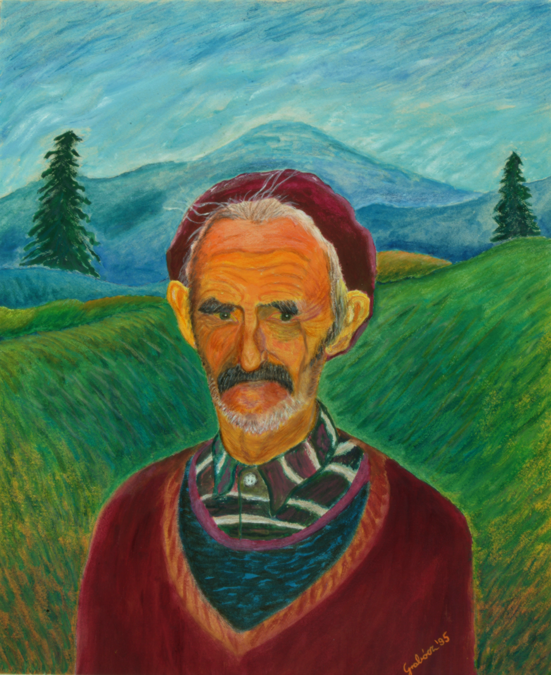 Havasi pásztor (akril, akvarellceruza, papír, 34x41 cm), 1995